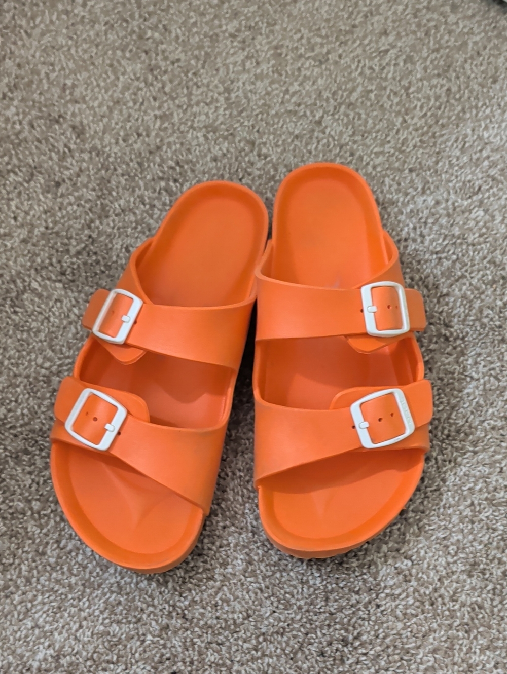 Naot Orange Double-Buckle Slide Sandals